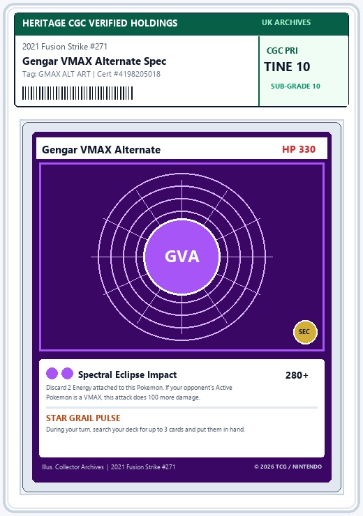 Pokemon 2021 Gengar VMAX Alt Art Fusion Strike #271/264